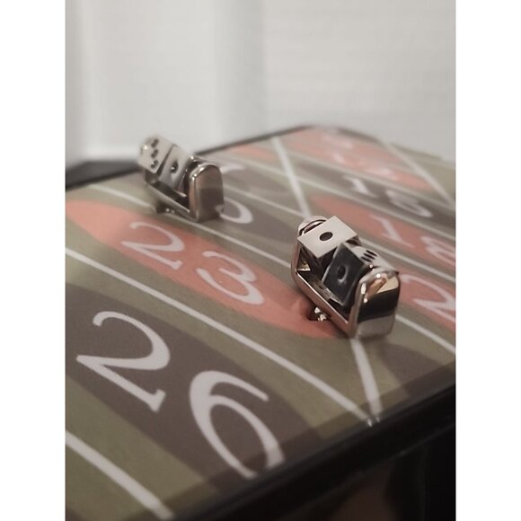 new MACYS vintage ROTATING rolling double Dice Cufflinks gambling casino metal - Picture 6 of 7